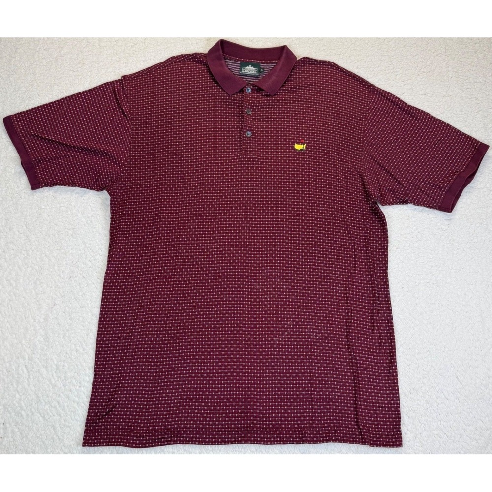 Clubhouse Collection Masters Golf Polo Shirt Mens XL Burgundy Micro Print Logo